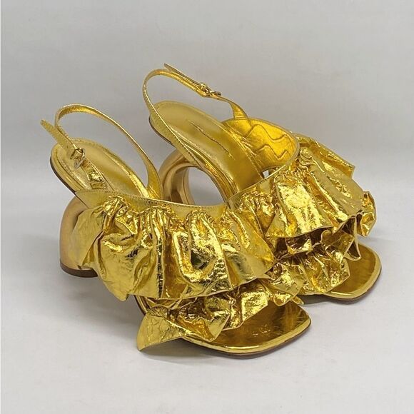 Dries Van Noten 95MM Metallic Leather Sandals size 36 - Picture 5 of 15